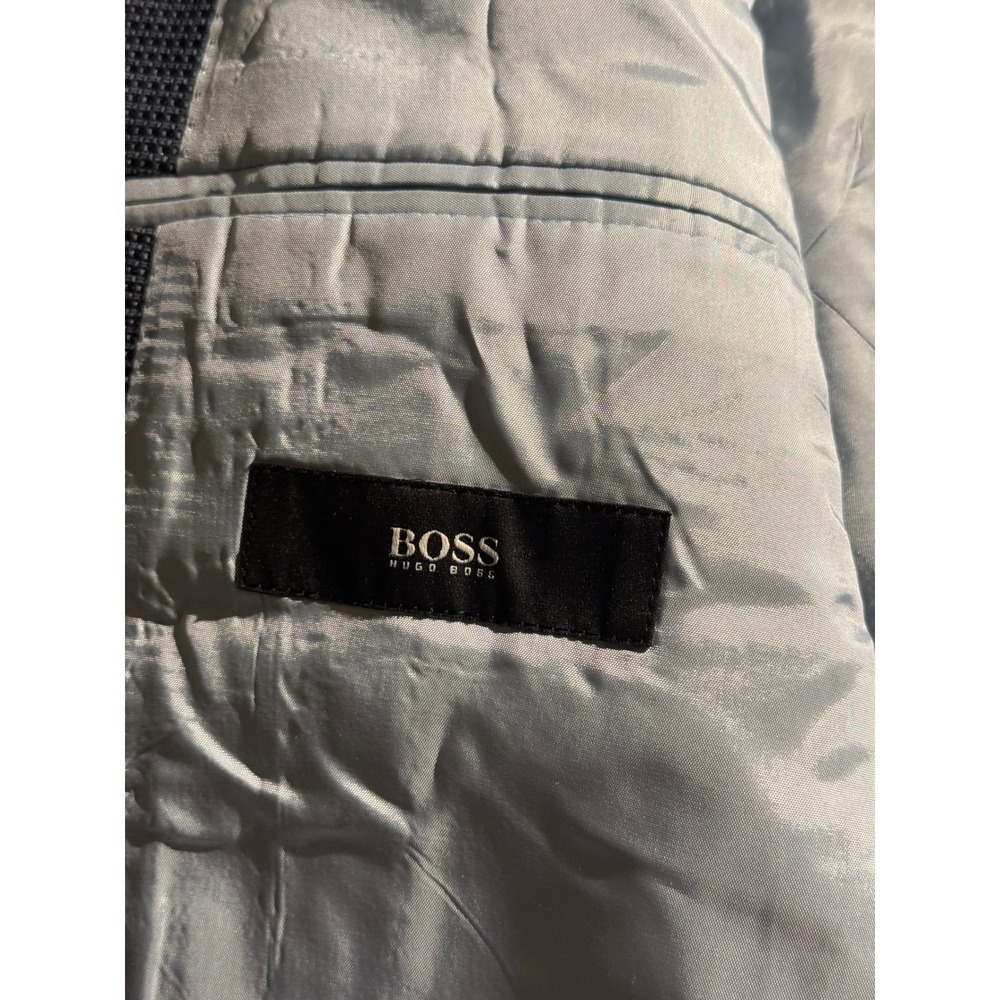 Hugo Boss Scorsese US Mens 40R Blazer Wool Silk Saks Fifth Avenue Blue Grey - Picture 10 of 15